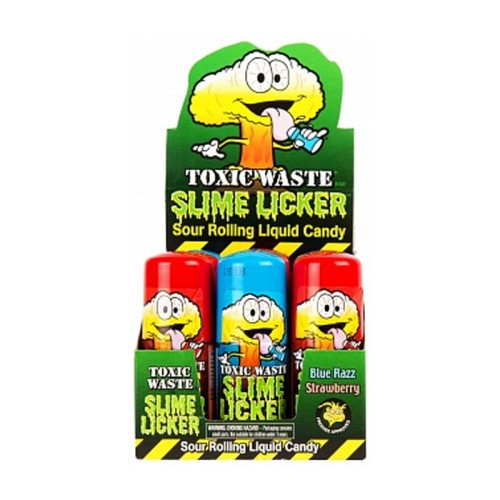 Toxic Waste Slime Licker Blue Razz and Strawberry Rolling Liquid Candy